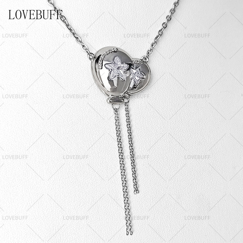 LOVEBUFF Platinum Plated Copper Balloon Pendant Necklace