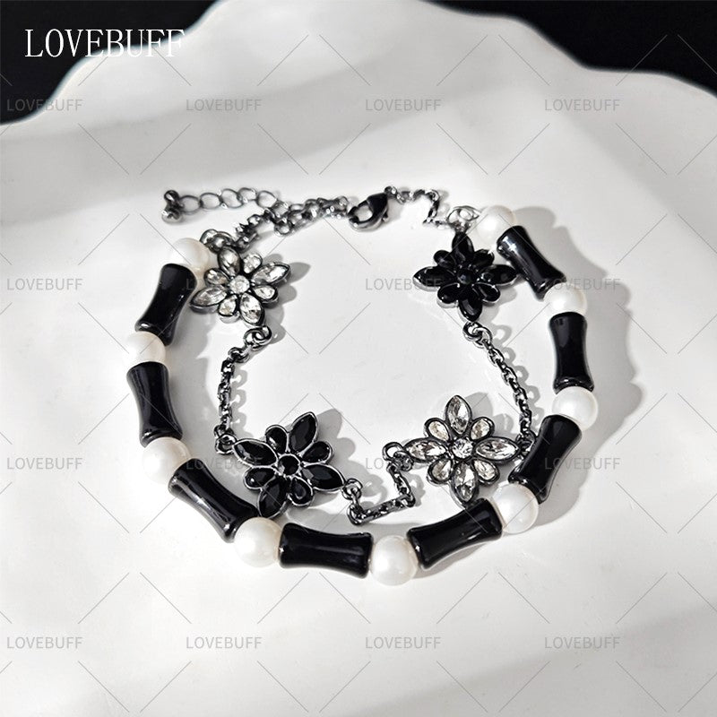 LOVEBUFF LAD Casual Comfort Outfit Accessory Flower Chain Beads Layered Bracelet