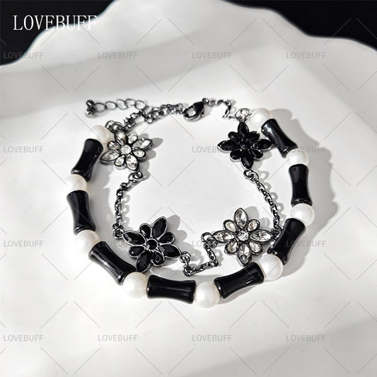 LOVEBUFF LAD Casual Comfort Outfit Accessory Flower Chain Beads Layered Bracelet
