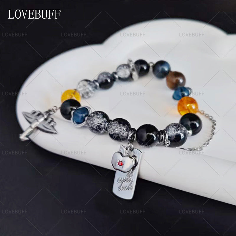 LOVEBUFF LAD Caleb Apple Airplane Inspired Metal Charm Beaded Bracelet (ship in 1 month)