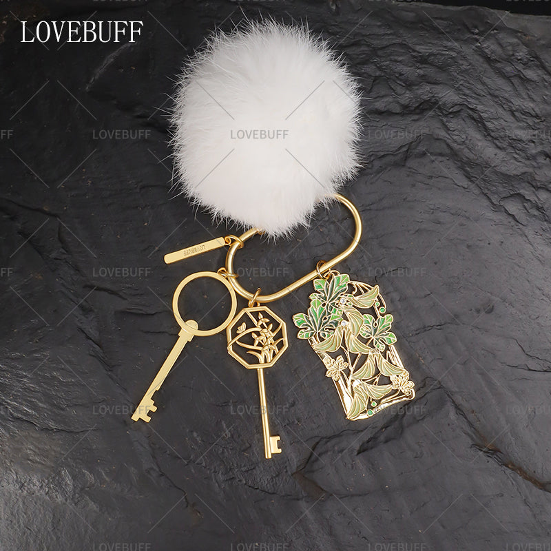 LOVEBUFF Light and Night Sariel Theme Impression Fur Ball Keychain Purchase Charm Bag Pendant