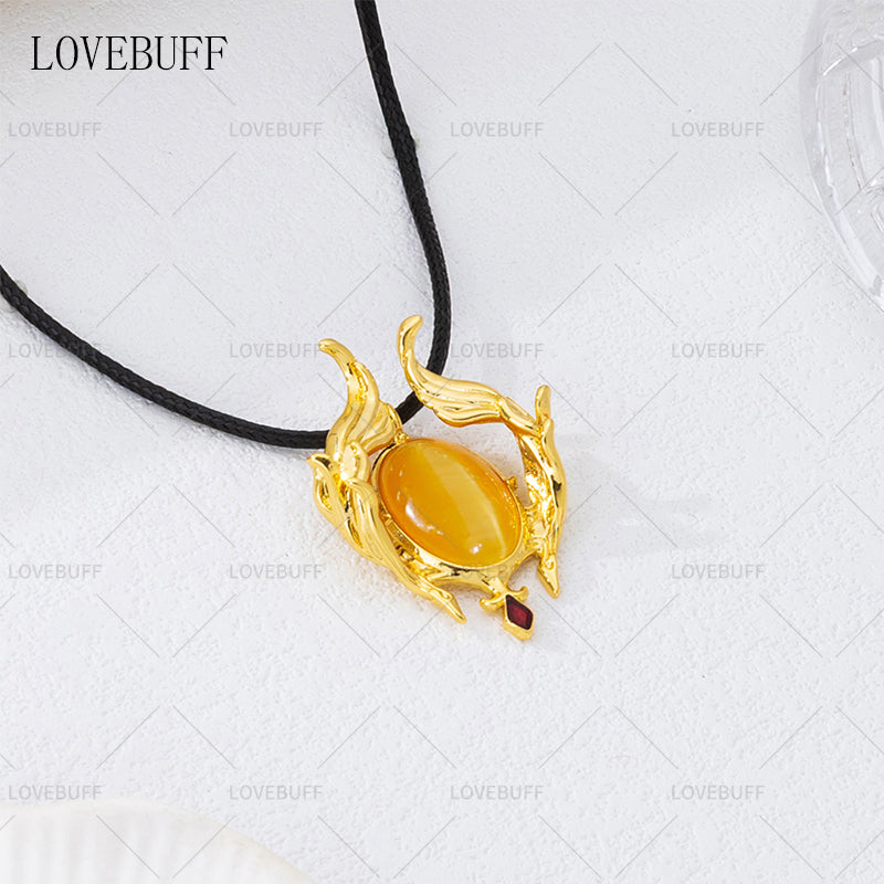 LOVEBUFF Wuthering Waves Carlotta Gift Romantic Brooch Inspired Cat's Eye Gemstone Pendant Necklace