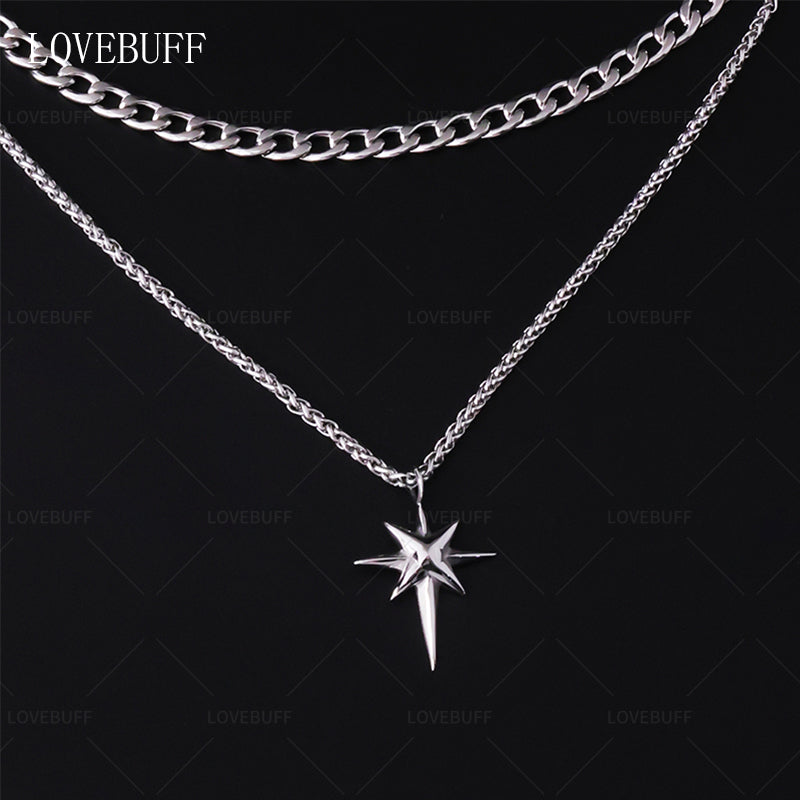 LOVEBUFF Light And Night Jesse Birthday Star Pendant Chain Necklace