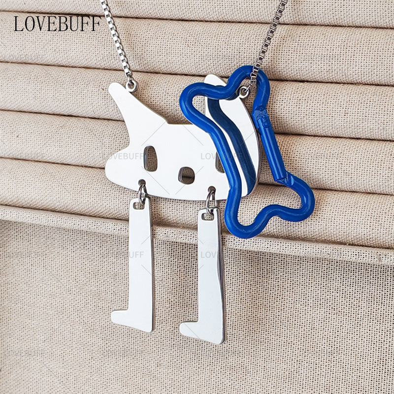 LOVEBUFF Path to Nowhere 무기미도 Shawn Fake Love Notification Cat & Bone Pendants Necklace