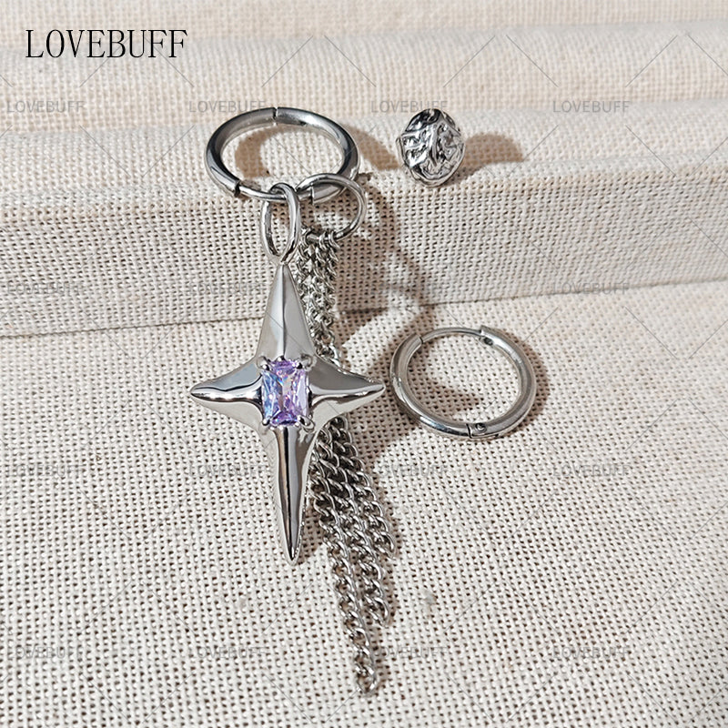 LOVEBUFF LaDs Heartbeats Ablaze Xavier Offbeat Track Sparkling Starlight Earrings