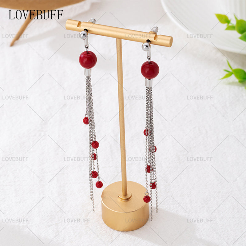 LOVEBUFF I Am Nobody Chen Duo Red Beads Earrings