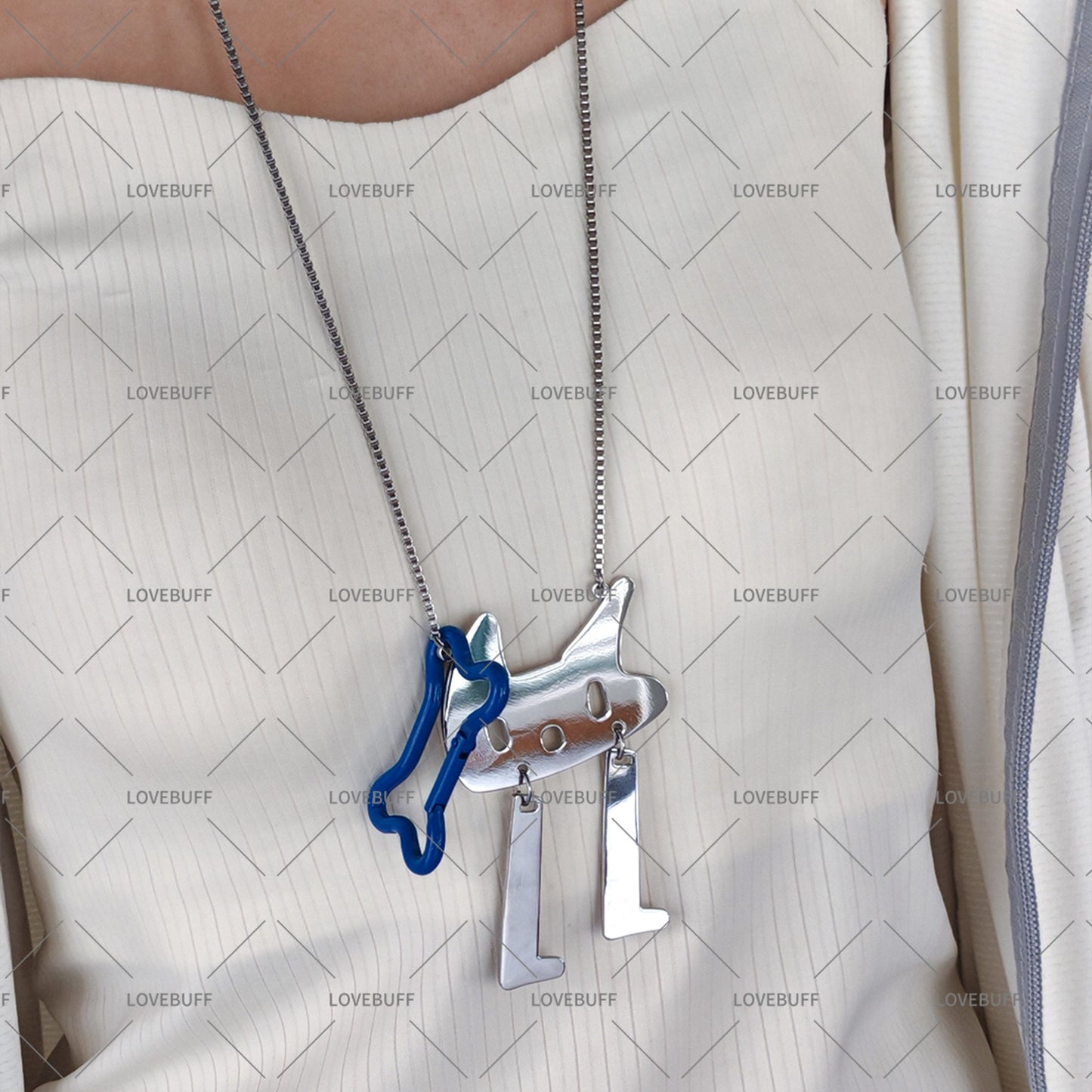 LOVEBUFF Path to Nowhere 무기미도 Shawn Fake Love Notification Cat & Bone Pendants Necklace
