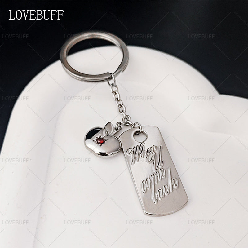 LOVEBUFF LaDs Caleb Apple When U Come Back Tag Pendants Keychain Bag Charm
