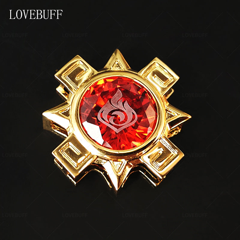 LOVEBUFF(TM) Genshin Impact Nata Vision Inspired Gem Pendant Elements Hydro Pyro Geo Anemo Cryo Dendro Electro