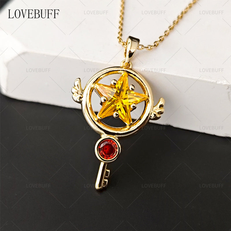 LOVEBUFF 카드캡터 사쿠라 Cardcaptor Sakura Kinomoto Star Key Inspired Necklace