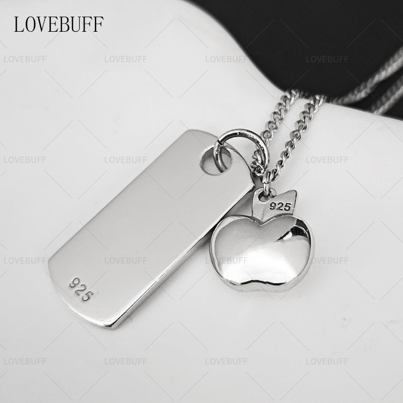 LOVEBUFF LAD Caleb's Apple Pendant Style Silver Charm Bracelet Dainty Necklace