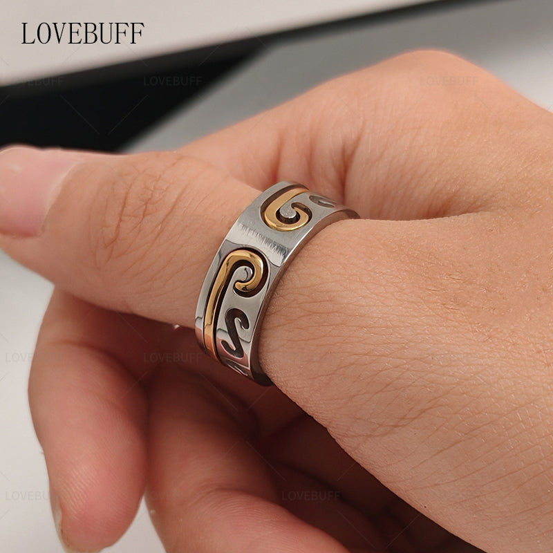 LOVEBUFF Black Myth: Wukong Golden Hoop Headband Jingu Fillet Inspired Layering Couple Ring Set