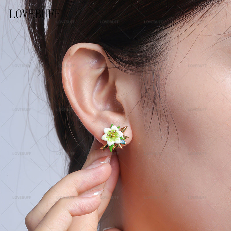 LOVEBUFF Genshin Impact Artifact Viridescent Venerer Flower of Life In Remembrance of Viridescent Fields Stud Earrings