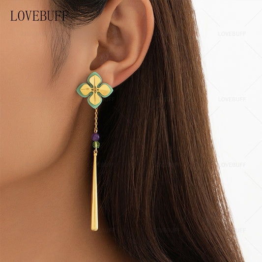 LOVEBUFF Genshin Impact Baizhu Earring Inspired Drop Earrings