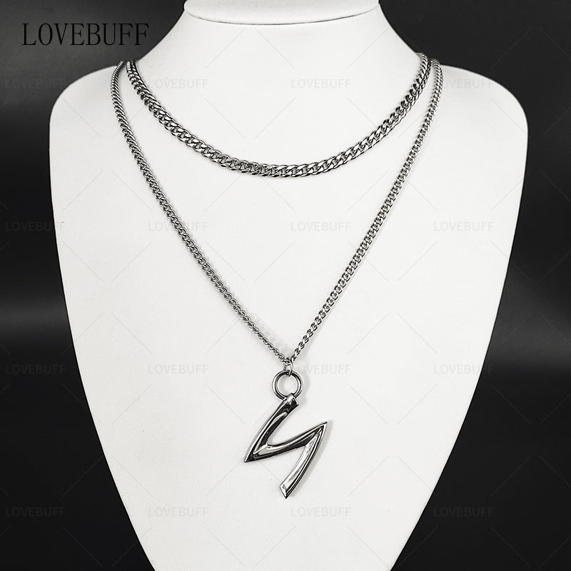 LOVEBUFF Love And Deepspace Sylus Night Plumes Stainless Steel Chain Necklace 2pc Set