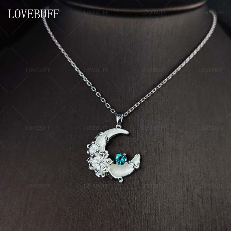 LOVEBUFF Crescent Moon Epiphyllum Oxypetalum Necklace