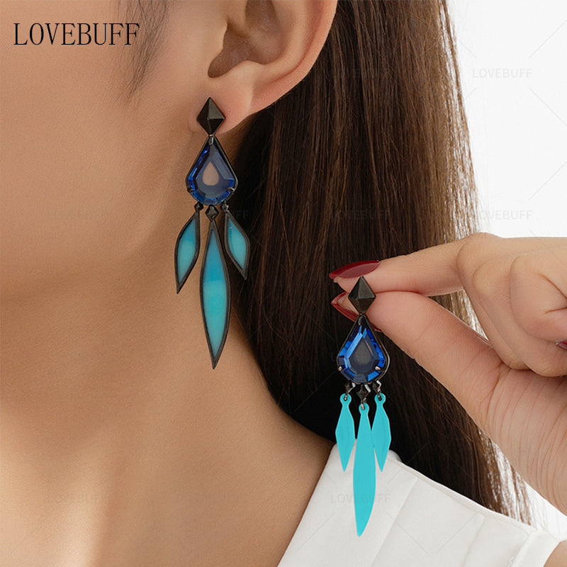 LOVEBUFF Honkai: Star Rail Aventurine Earring에서 영감을 받은 드롭 귀걸이