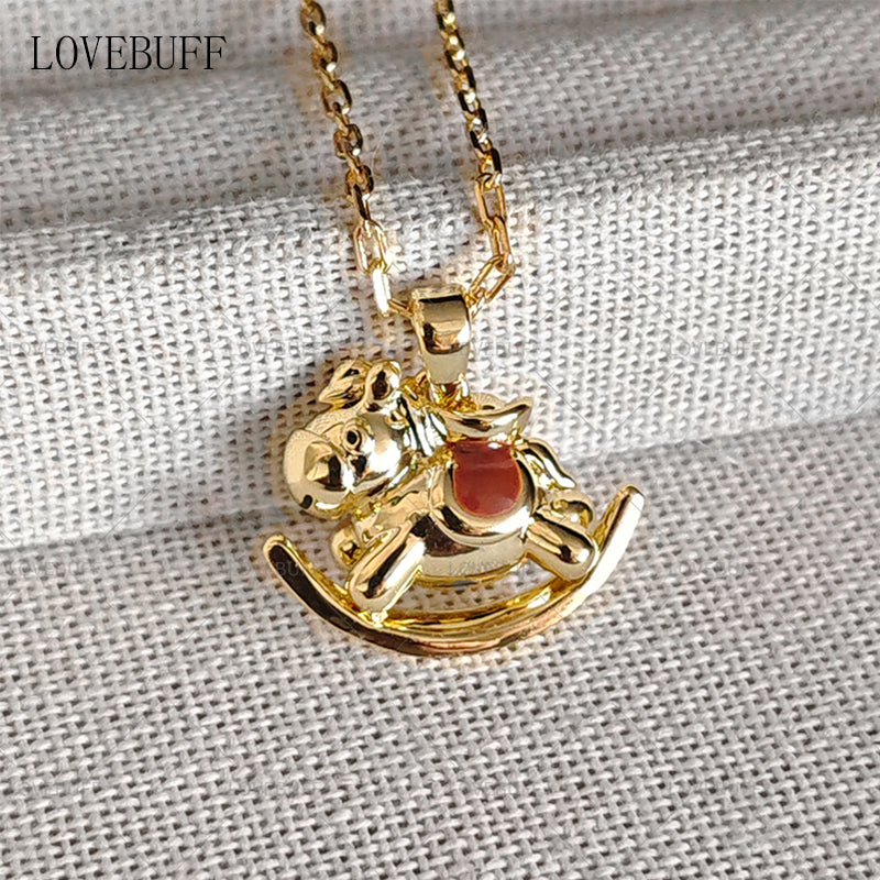 LOVEBUFF Chinese Zodiac Horse Carrying Sycee Good Luck Necklace