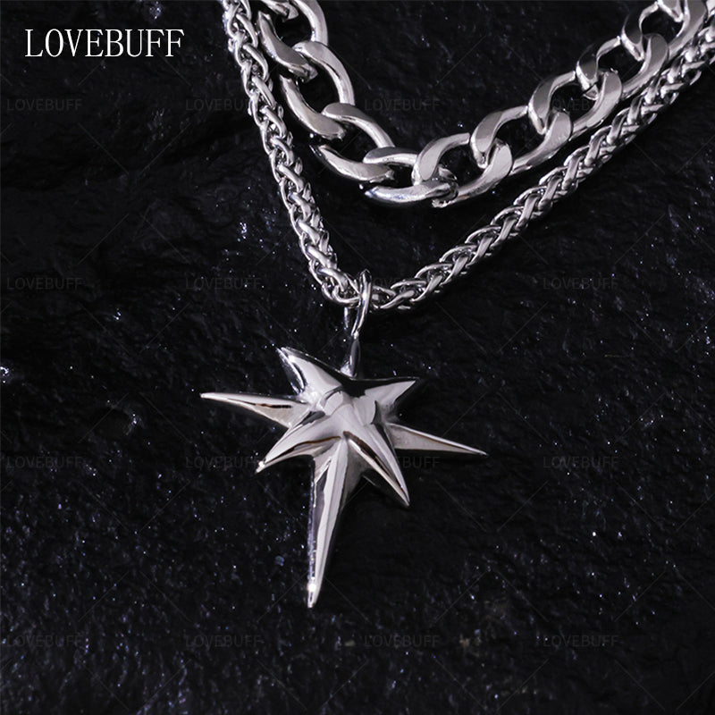 LOVEBUFF Light And Night Jesse Birthday Star Pendant Chain Necklace