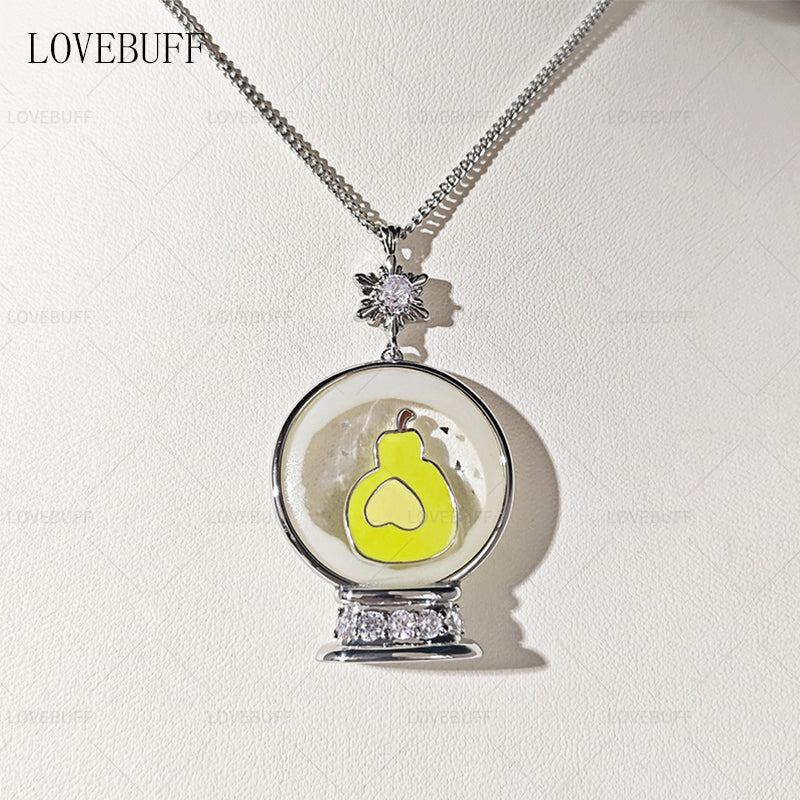 LOVEBUFF Love and Deepspace Zayne Snowflake Pear Crystal Ball Themed Necklace