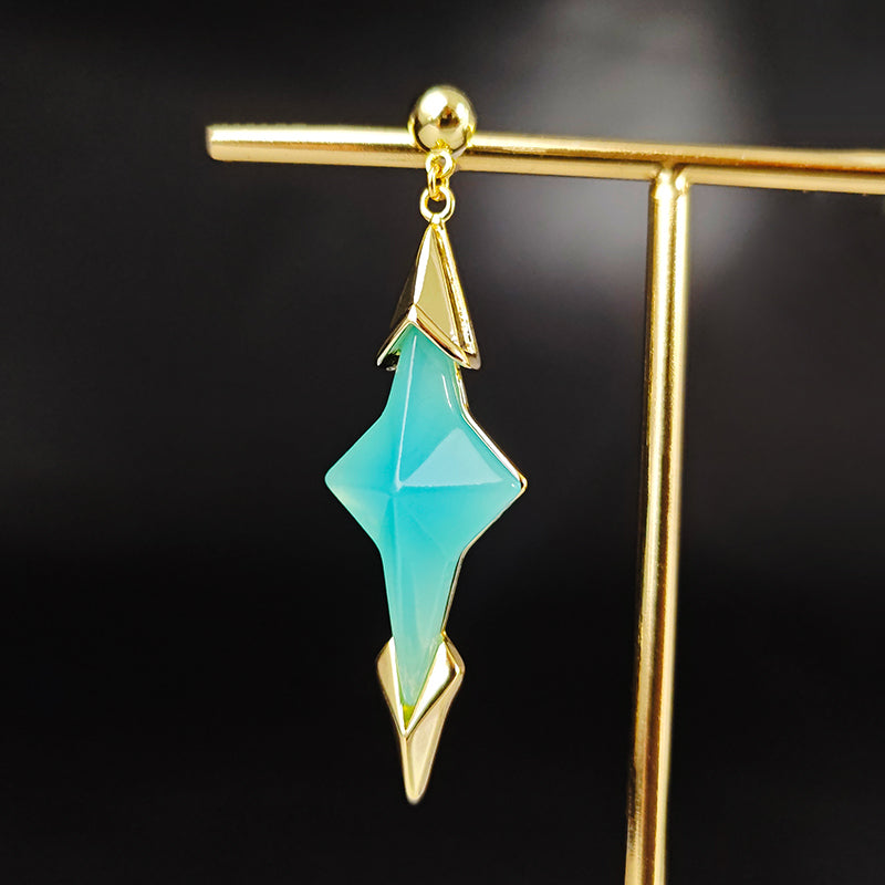 LOVEBUFF Genshin Aether Green Resin Star Earrings 1 Pair