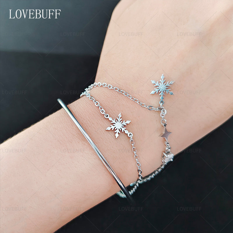 LOVEBUFF Love And Deepspace Zayne Secret Promise Dream Revisited Snowflake Charm Stainless Steel Bracelet