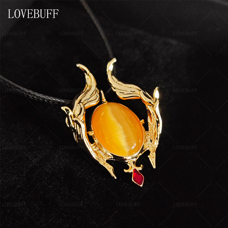 LOVEBUFF Wuthering Waves Carlotta Gift Romantic Brooch Inspired Cat's Eye Gemstone Pendant Necklace