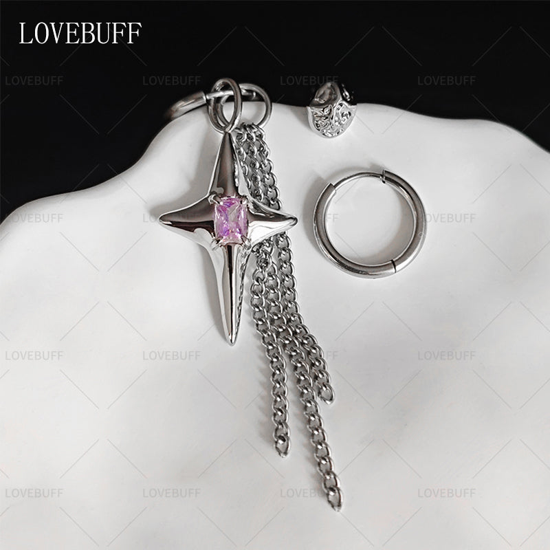 LOVEBUFF LaDs Heartbeats Ablaze Xavier Offbeat Track Sparkling Starlight Earrings