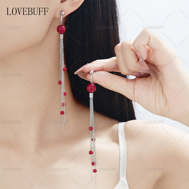 LOVEBUFF I Am Nobody Chen Duo Red Beads Earrings