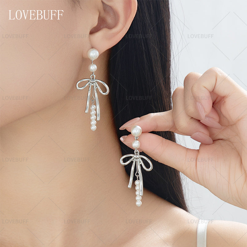 LOVEBUFF Love And Deepspace You and Midsummer Sylus Lovespeed Ride MC's Ornate Knots Bowknot Pendant Pearl Necklace Earrings