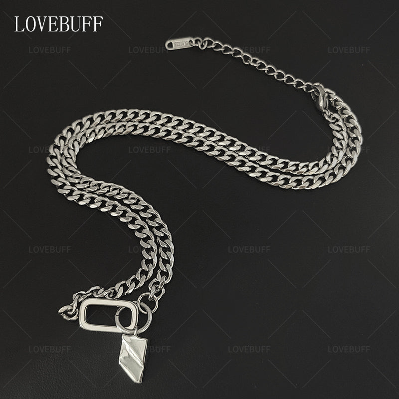 LOVEBUFF Love and Deepspace Cosplay Athletic Rafayel Stainless Steel Leaf Pendant Link Chain Necklace