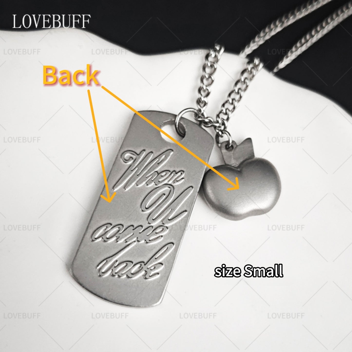 LOVEBUFF Love and Deepspace Caleb When U Come Back & Apple Pendants Necklace