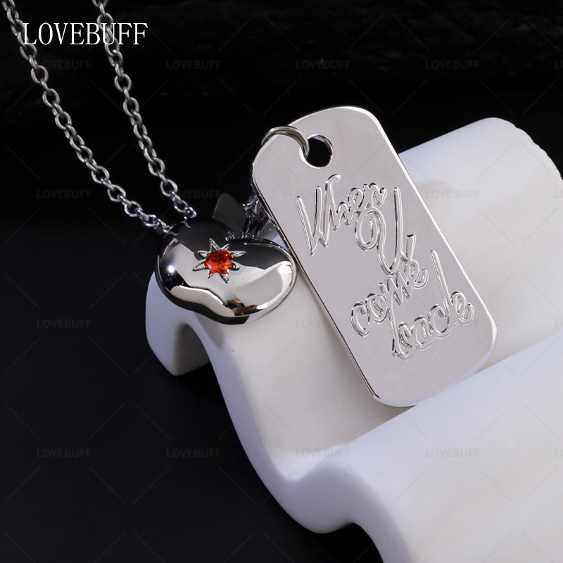 LOVEBUFF Love and Deepspace Caleb When U Come Back & Apple Pendants Necklace