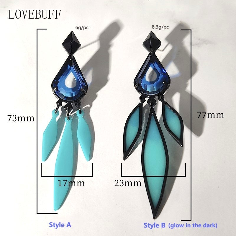 LOVEBUFF Honkai: Star Rail Aventurine Earring에서 영감을 받은 드롭 귀걸이