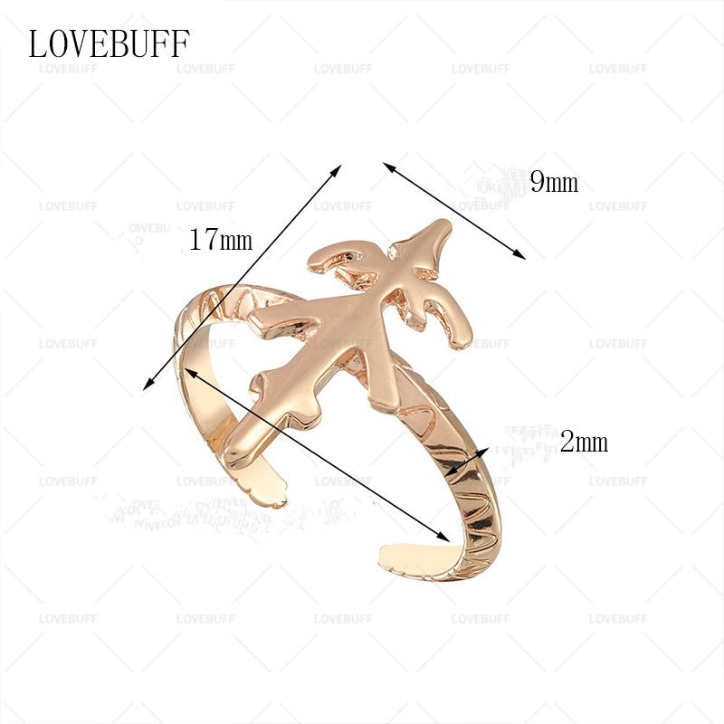 LOVEBUFF Genshin Impact Paimon Crown Theme Finger Ring Rose Gold Plated Copper Ring