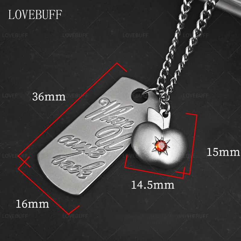 LOVEBUFF Love and Deepspace Caleb When U Come Back & Apple Pendants Necklace