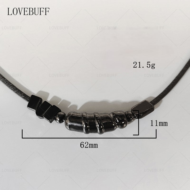 LOVEBUFF Love And Deepspace Sylus Leather Cord Copper Beaded Necklace