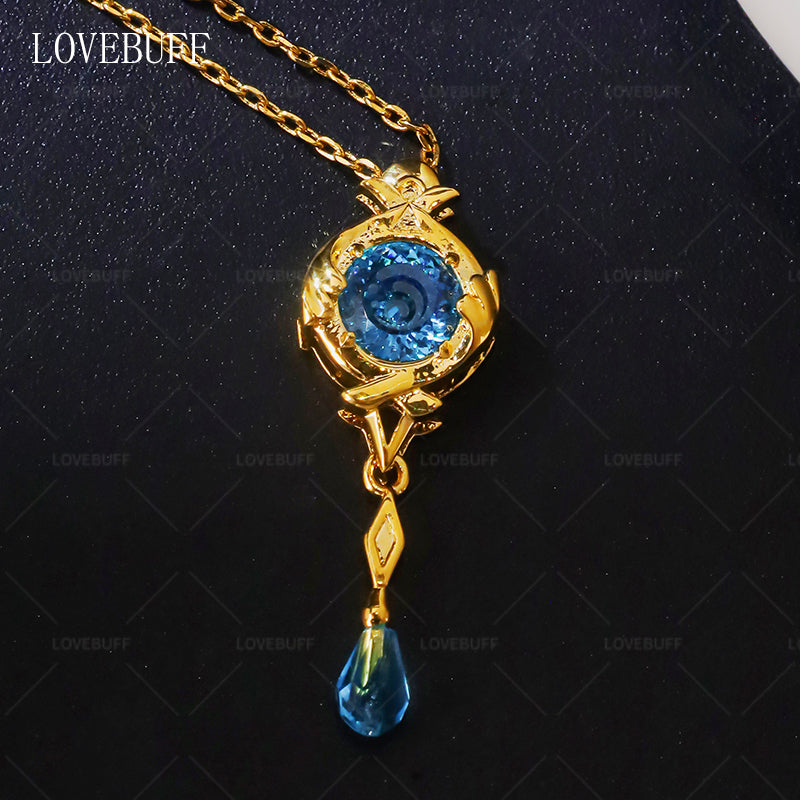 LOVEBUFF Genshin Impact Fontaine Character Furina Hydro Vision Gem colgante delicado collar