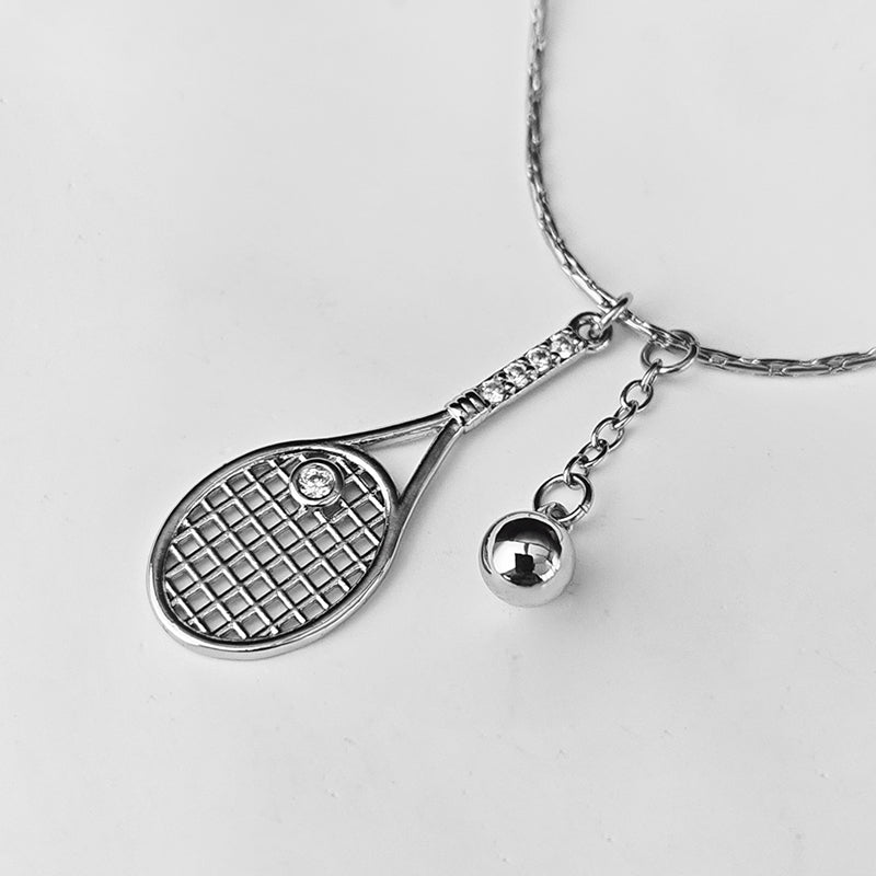 LOVEBUFF Platinum Plated Copper Racket & Ball Pendants Necklace