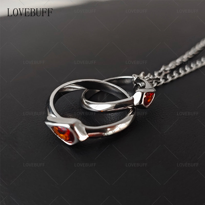 LOVEBUFF Valorant Together Forever Buddy Inspired Interlocking Rings Necklace