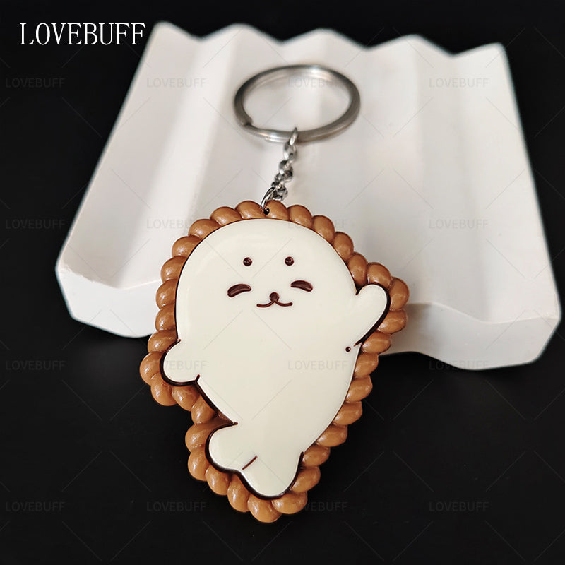 LOVEBUFF Love And Deepspace LAD Zayne Seal Biscuit Inspired Keychain 2pc Set