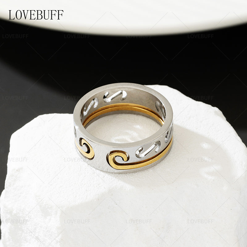 LOVEBUFF Black Myth: Wukong Golden Hoop Headband Jingu Fillet Inspired Layering Couple Ring Set