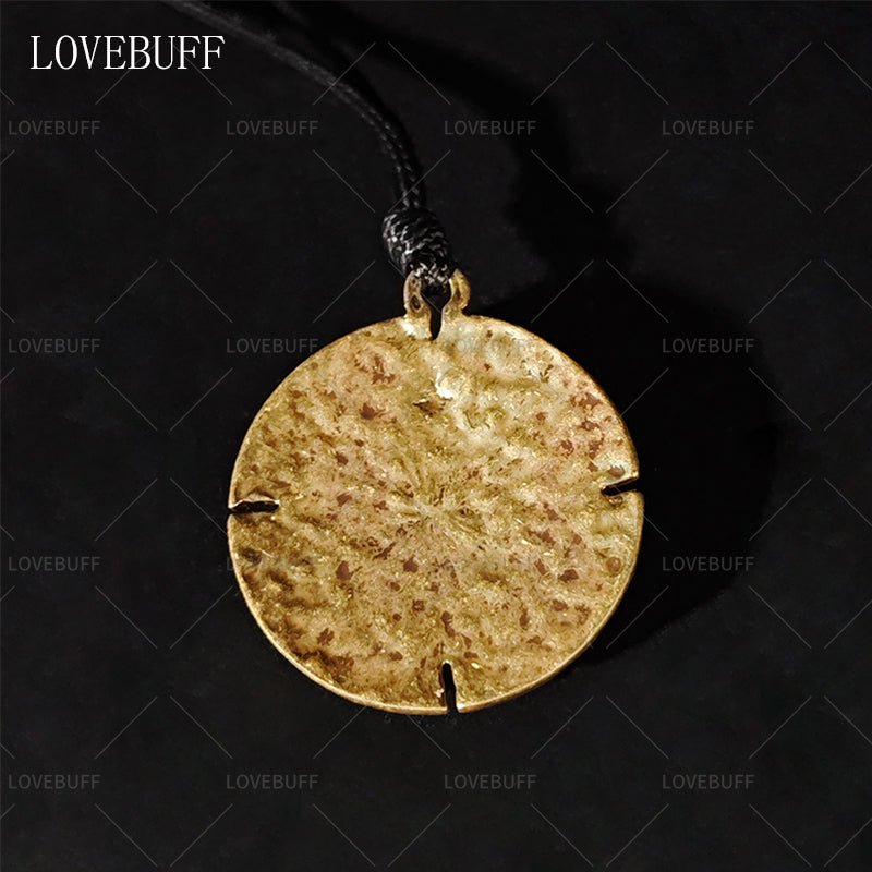 LOVEBUFF Crimson Amber Medallion +3 Inspired Round Plate Pendant Necklace