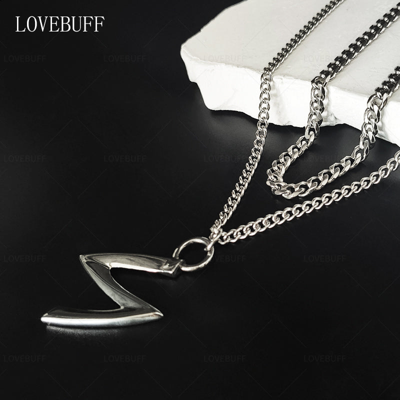 LOVEBUFF Love And Deepspace Sylus Night Plumes Stainless Steel Chain Necklace 2pc Set