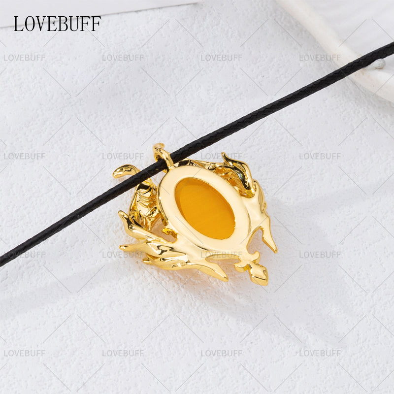 LOVEBUFF Wuthering Waves Carlotta Gift Romantic Brooch Inspired Cat's Eye Gemstone Pendant Necklace
