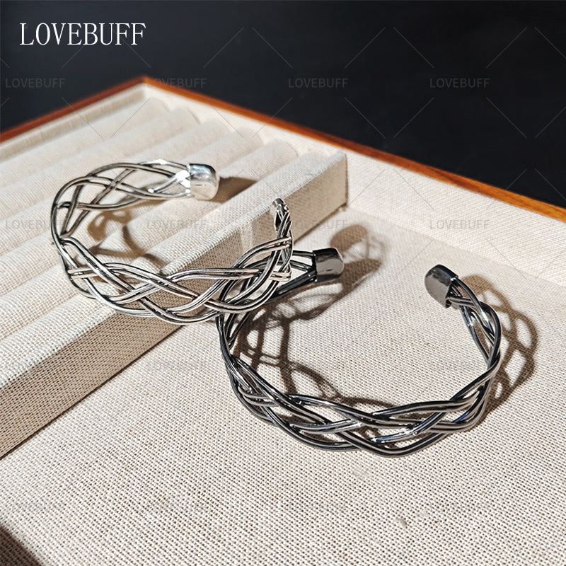 LOVEBUFF LAD Caleb No-Return Night Woven Copper Wire Cuff Bracelet