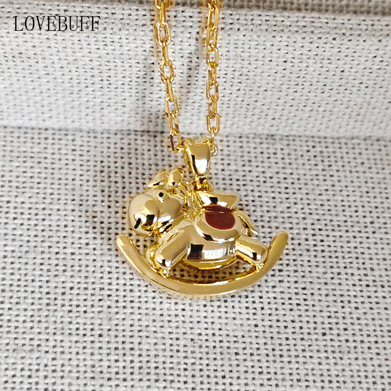 LOVEBUFF Chinese Zodiac Horse Carrying Sycee Good Luck Necklace
