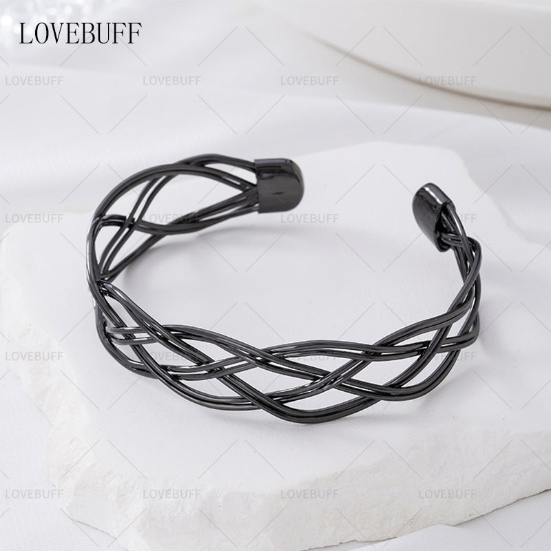LOVEBUFF LAD Caleb No-Return Night Woven Copper Wire Cuff Bracelet