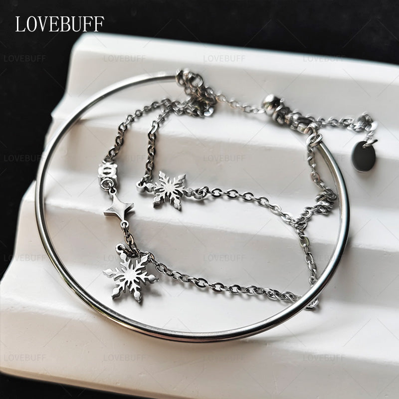 LOVEBUFF Love And Deepspace Zayne Secret Promise Dream Revisited Snowflake Charm Stainless Steel Bracelet