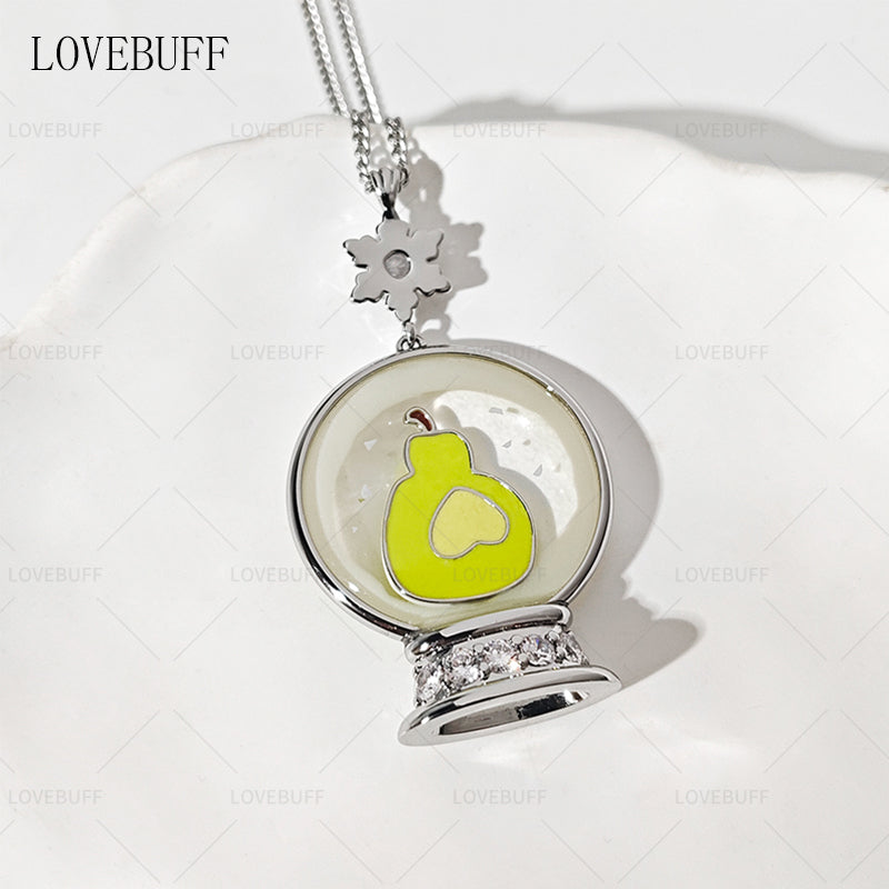 LOVEBUFF Love and Deepspace Zayne Snowflake Pear Crystal Ball Themed Necklace